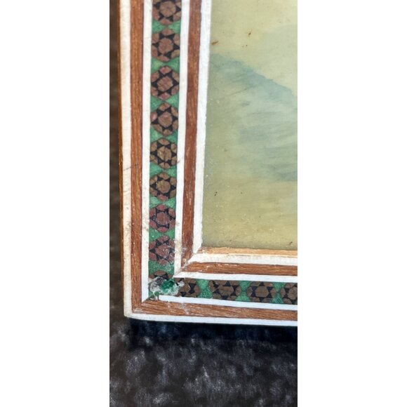 Vtg Handmade Painting Of A Female Micro Mosaic Indo Persian Moorish Art Inlay - Picture 6 of 10